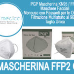 PGP Mascherina KN95 / FFP2 Maschere Facciali Monouso con Passanti per le Orecchie, Filtrazione Multistrato al 96%, Taglia Unica
